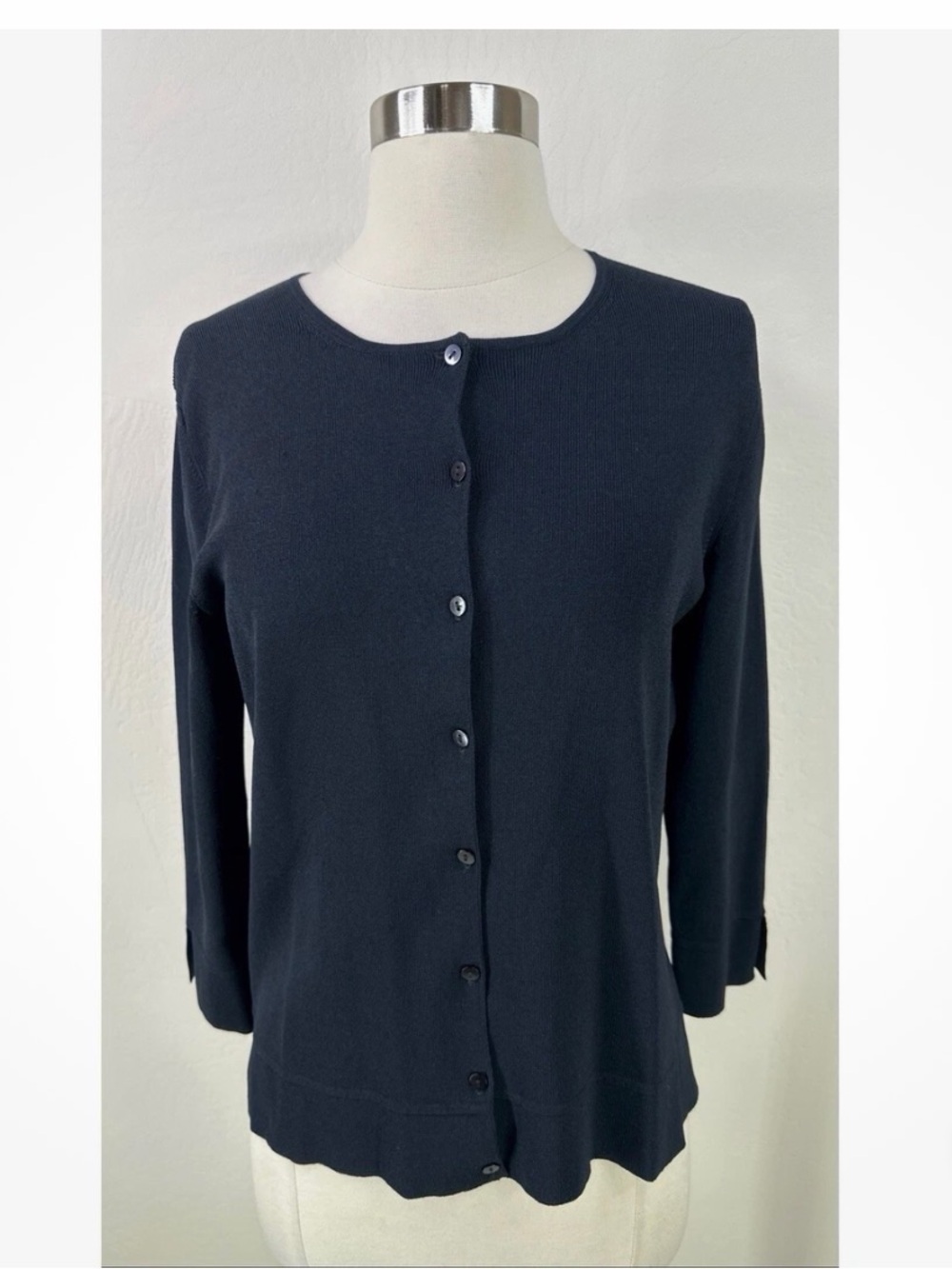 Talbots Rayon Classic Crewneck Button-Front Sweater